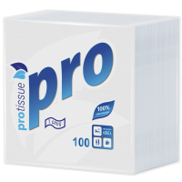 Салфетки бумажные 1сл 100л (24х24см) PROtissue, белый (C184) 