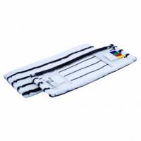 Моп плоский 40х13см микрофибра жесткий абразив ухо+карман белый с черной полосой (MF2087)