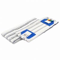 Моп плоский 40х13см микрофибра белый с абразивом (синяя полоса)