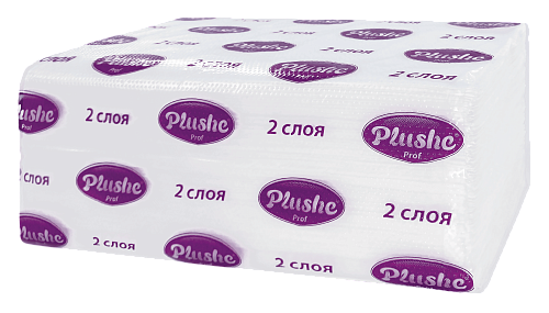 Полотенца бумажные листовые Plushe Prof  V-сложение 2сл 150л 15гр/м 