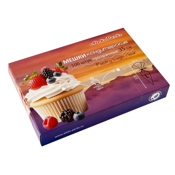 Мешок кондитерский прозрачный Aleks Parks 35 см в пластах в коробке, 100шт 