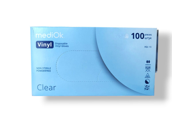 Перчатки виниловые MediOK размер L прозрачные неопудренные 100шт
